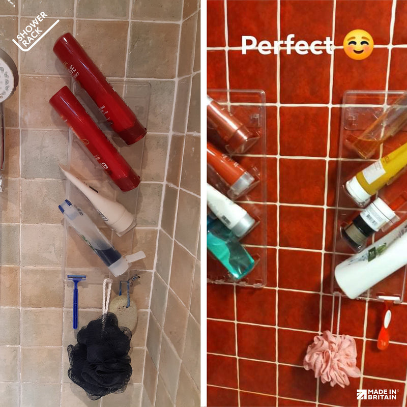 Customer photo of the SBW Shower Rack installed in a bathroom shower