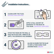 Step-by-step glue installation guide for the SBW Shower Rack