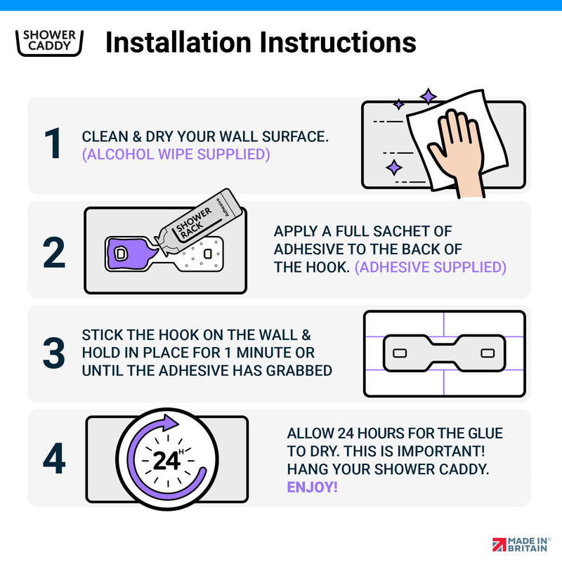 How to install the SBW Shower Caddy. Follow the instructiona and the caddy will not fall