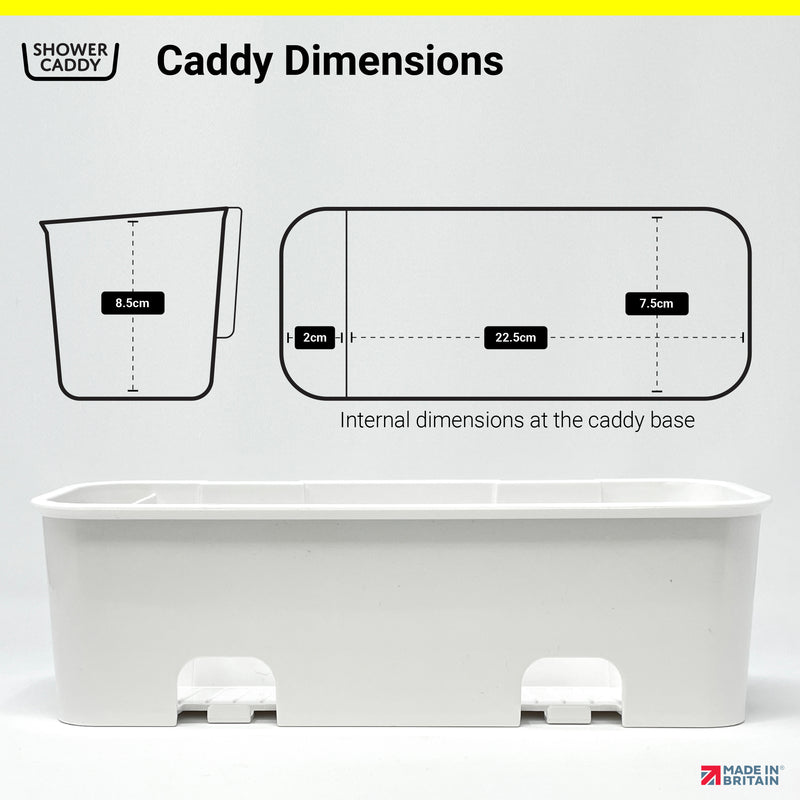 The internal dimensions of the SBW Shower Caddy bathroom organiser