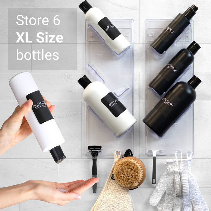 Shower Rack 3XL, Wall Mounting, Easy Glue Application Shower Caddies For XL Size Bottles, Single, Left