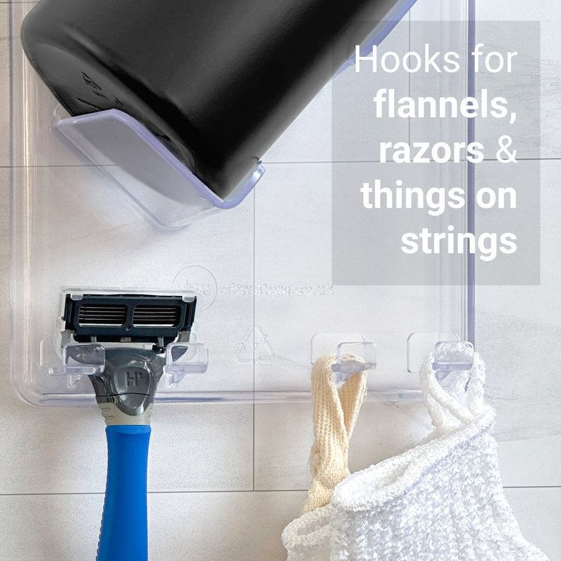 SBW Shower Rack 3XL holding extra large shampoo and shower gel bottles