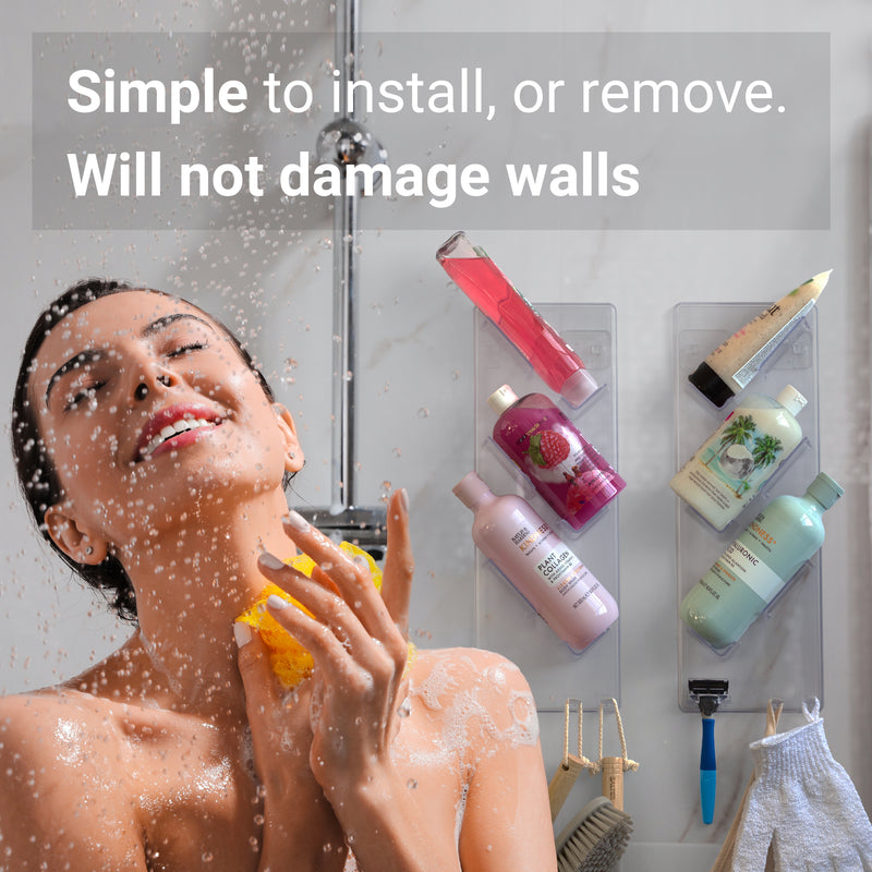 Shower Rack 3XL, Wall Mounting, Easy Glue Application Shower Caddies For XL Size Bottles, Single, Left