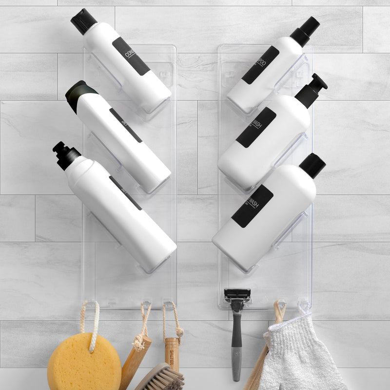 Shower Rack 3XL, Wall Mounting, Easy Glue Application Shower Caddies For XL Size Bottles, 2-Pack