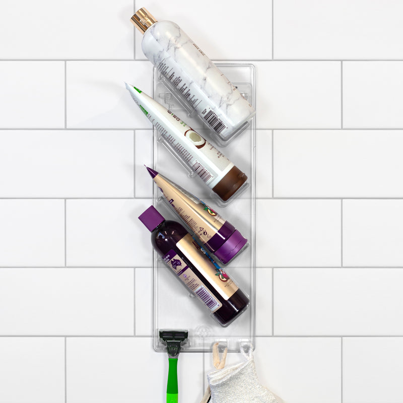 Shower Rack, Wall Mounting, Easy Glue Application Organiser Caddy, Single, Left