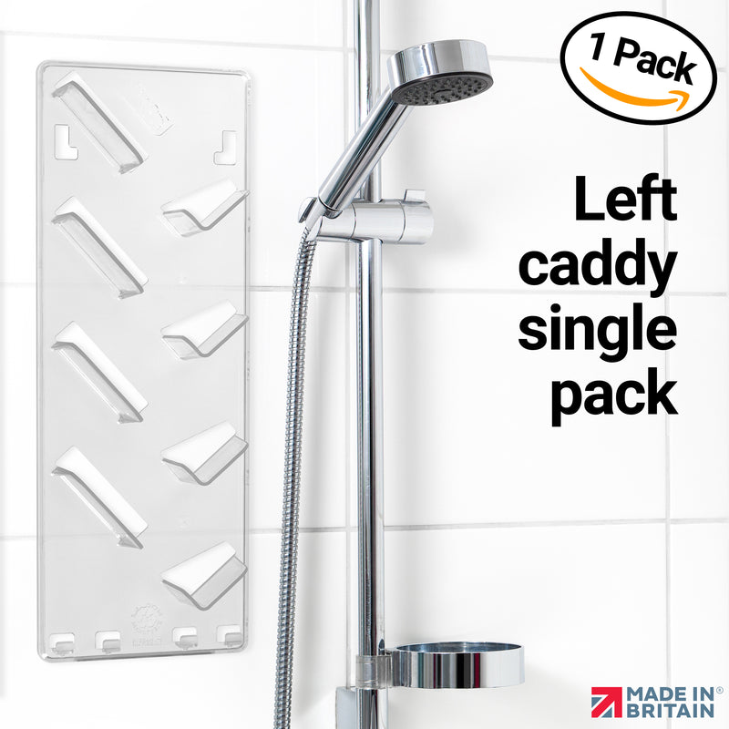 Shower Rack, Wall Mounting, Easy Glue Application Organiser Caddy, Single, Left