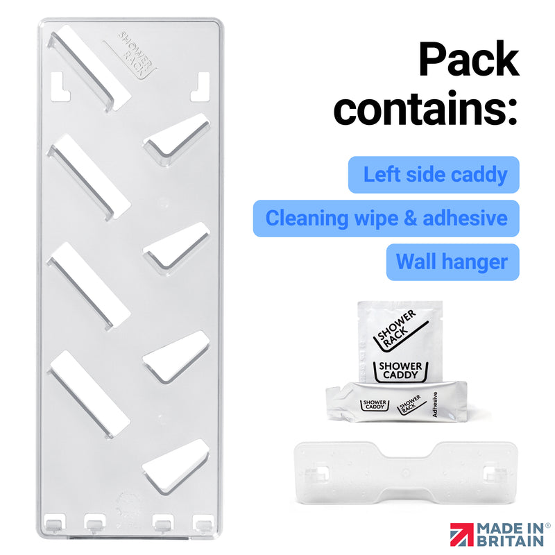 Shower Rack, Wall Mounting, Easy Glue Application Organiser Caddy, Single, Left