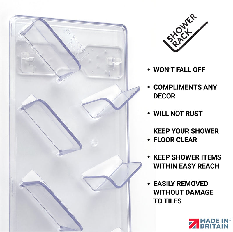 Shower Rack, Wall Mounting, Easy Glue Application Organiser Caddy, Single, Left